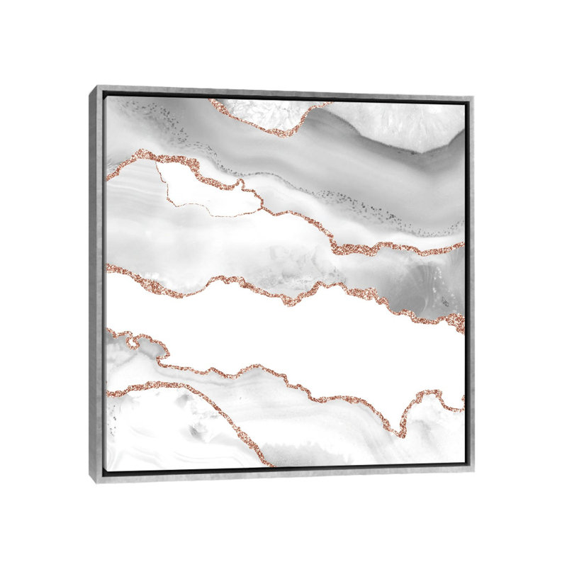 «Rose Agate Texture VI», reproduction d'art sur toile encadrée, H 26 po x l 26 po, Argent argent