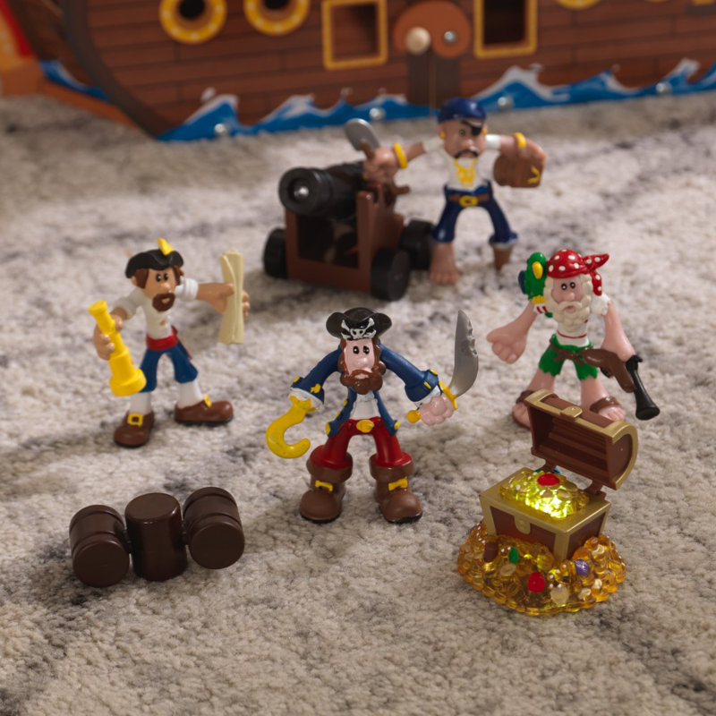 Adventure Bound: Wooden Pirate Ship Play Set with Lights, Sounds and 8 Accessories