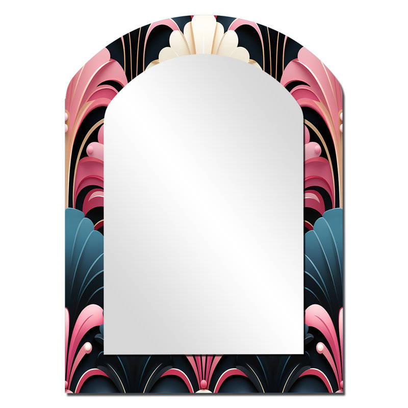 Motif damassé rose et bleu Art Deco, 34 po x 25 po