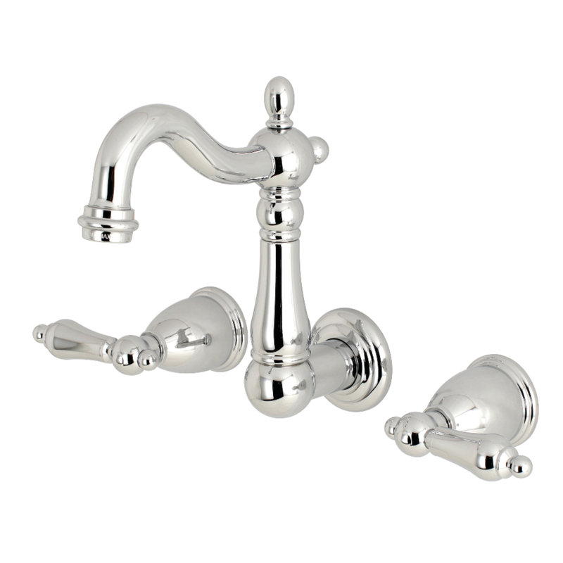 Robinet de salle de bain mural Heritage, Chrome poli, Cross