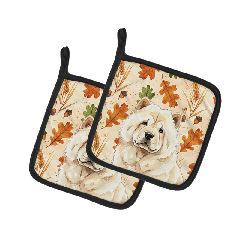 Paire de porte-casseroles crème Chow Chow Heirloom Fall
