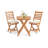 Acacia Wood Folding Bistro Set – High-Back Armless Chairs With Table And Cushions, White