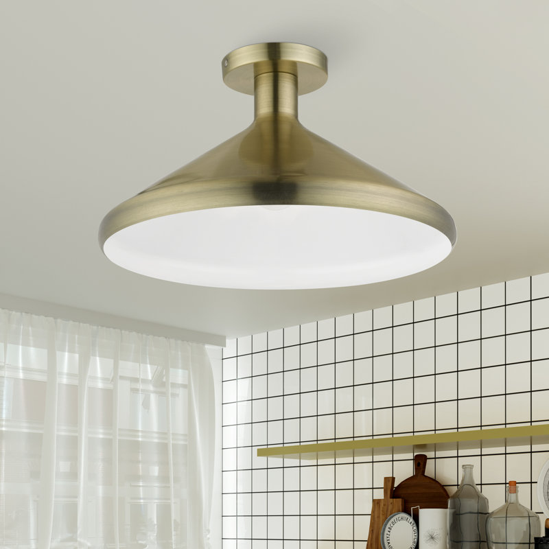 Fieldbrook Semi Flush Mount, Antique Brass