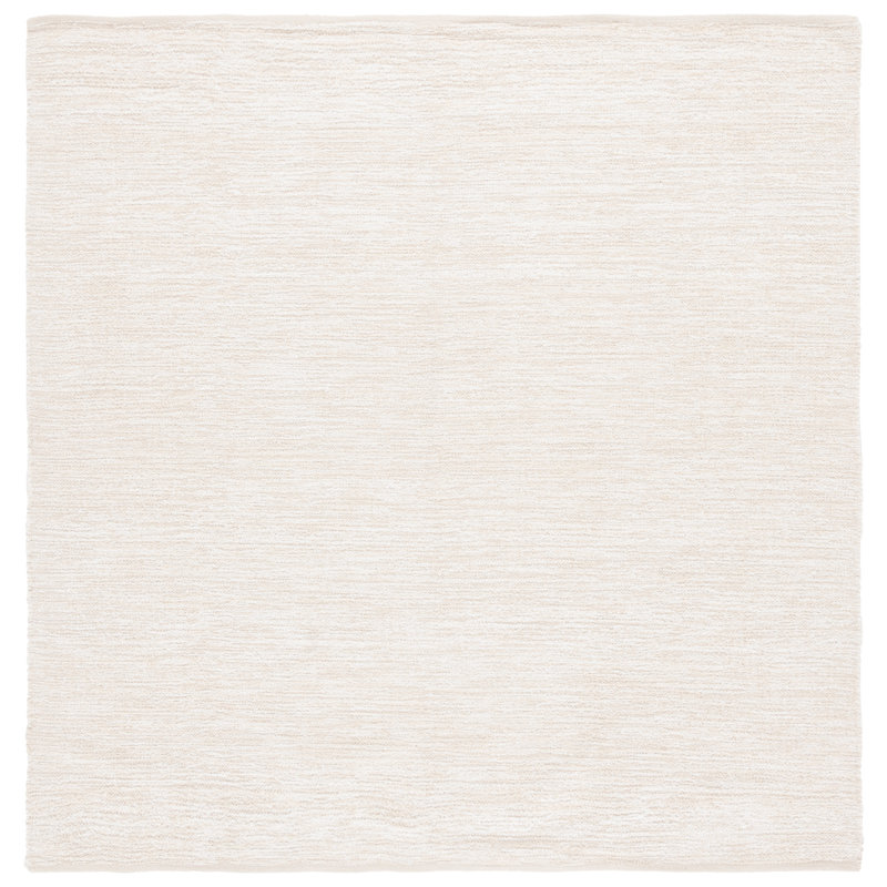 Tapis ivoire en coton recyclé touffeté à la main Jhalae, Carré 6 pi