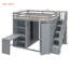 Lit mezzanine double avec garde-robe, bureau et tablettes-109937188
