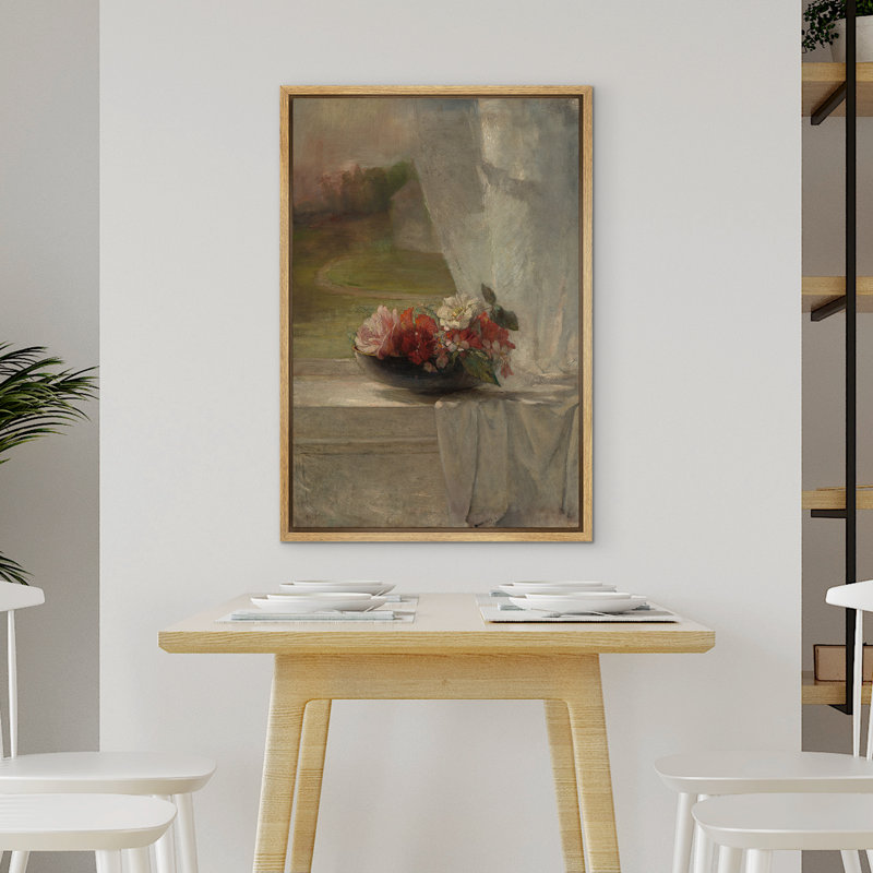 Reproduction d'art sur toile encadrée - œuvre d'art botanique florale rétro pour le décor du salon, H 36 po x l 24 po