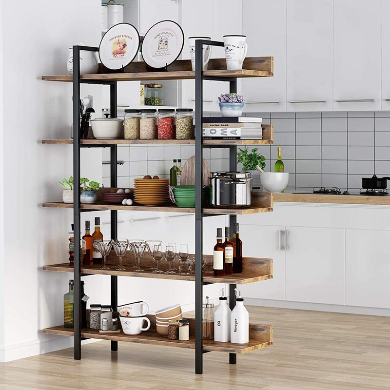 Kay Bookcase storage rack standing shelf 5-tier industrial Stable Bookshelf