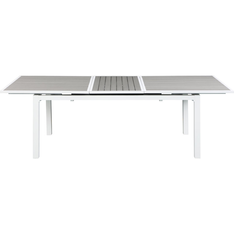 Noonan Extendable Rectangular Outdoor Dining Table, Light Gray/White