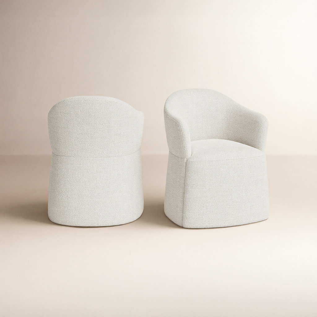 Janina Linen Dining Armchair, Merino Pearl