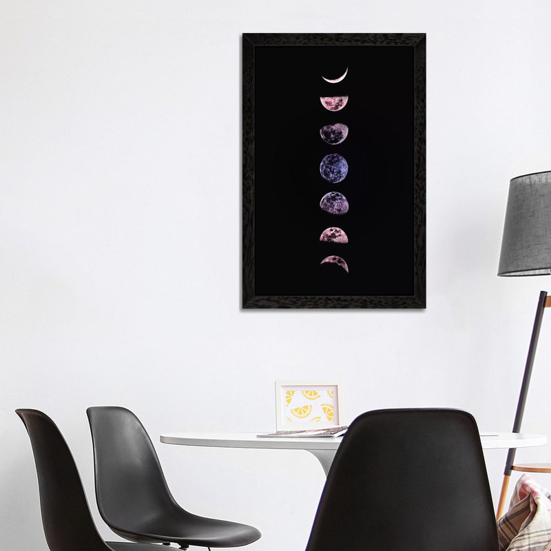 Moon Phases by Emanuela Carratoni - Floater Frame Print on Canvas, 101.6 cm H x 66.04 cm W, Black