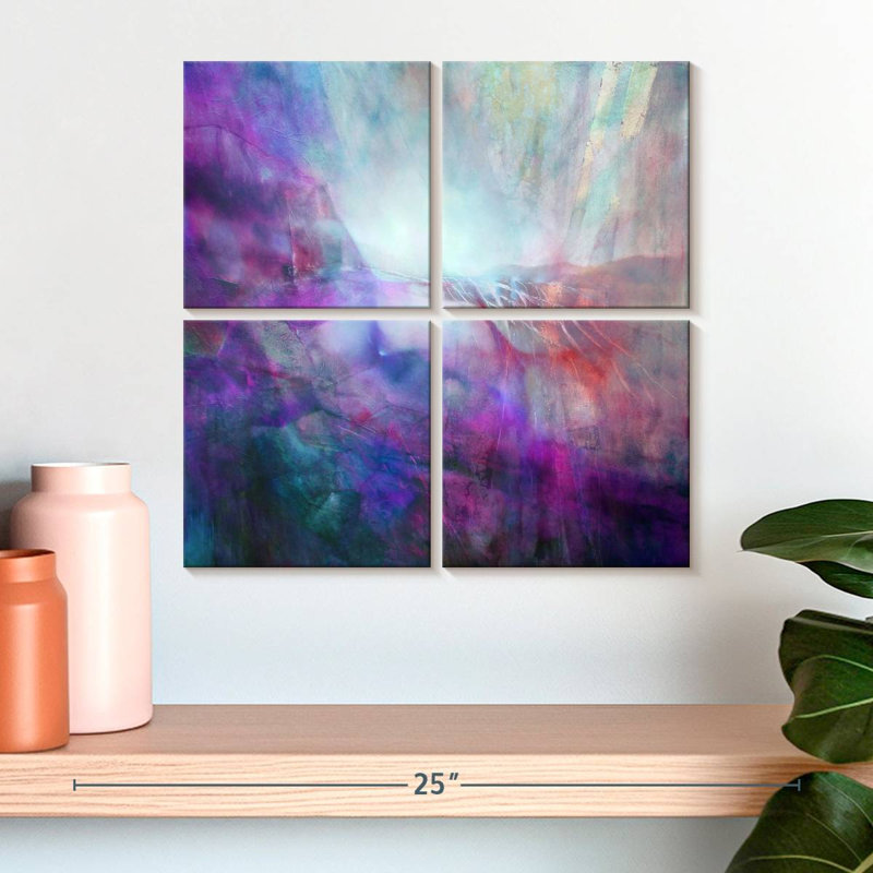 Drifting - Composition In Purple And Turquoise, H 18 po x l 18 po