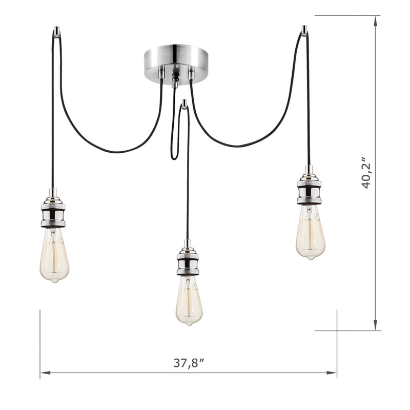 Lustre en métal à hauteur réglable 3 lumières