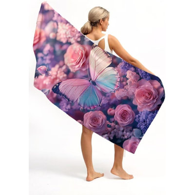 Très grande serviette de plage papillon en microfibre surdimensionnée avec très grandes serviettes fines de sable de voyage, piscine, gymnase, yoga, camping pour femmes, hommes, accessoires de plage, accessoires de vacances, cadeau de 30 x 60 po