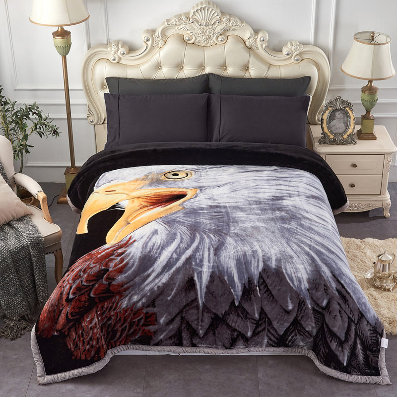 King Size Black and Gray Fleece Reversible Blanket