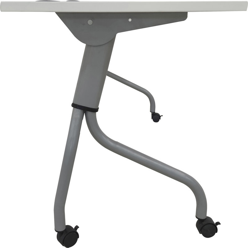 Silver and White Laminate Flip Top Training Table with Casters