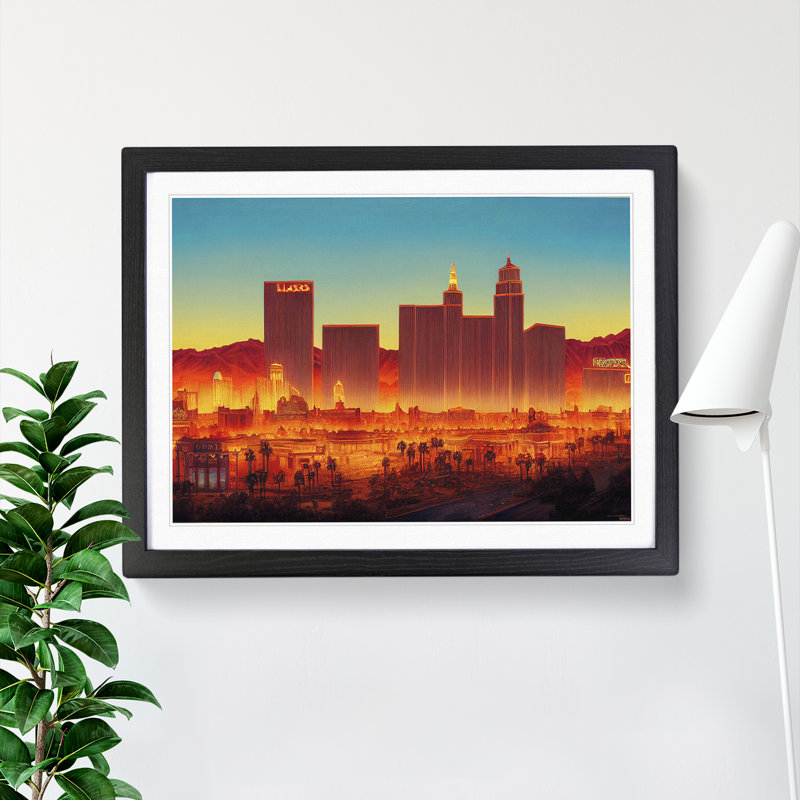Las Vegas Skyline Vol.2 - Single Picture Frame Print, 25cm H x 34cm W x 2cm D, Black Framed