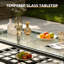 Ensemble de conversation en acier 4 personnes avec table basse en verre Victoria