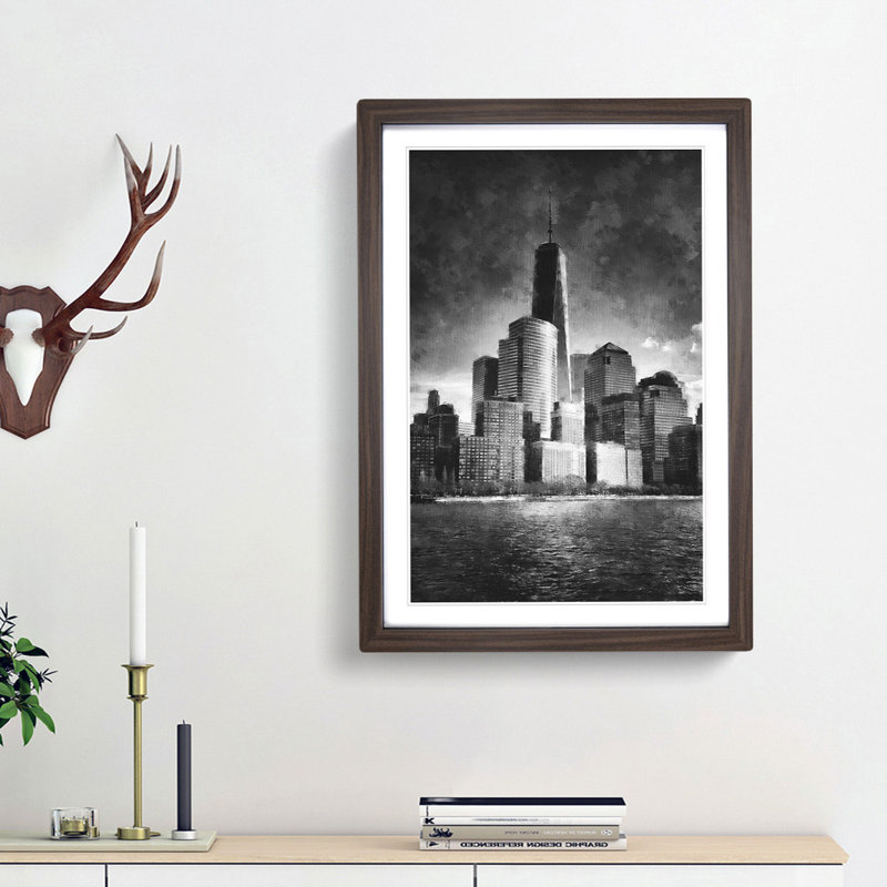 Freedom Tower in New York City - Picture Frame Painting Print, Walnut Framed, 87cm H x 62cm W x 2cm D