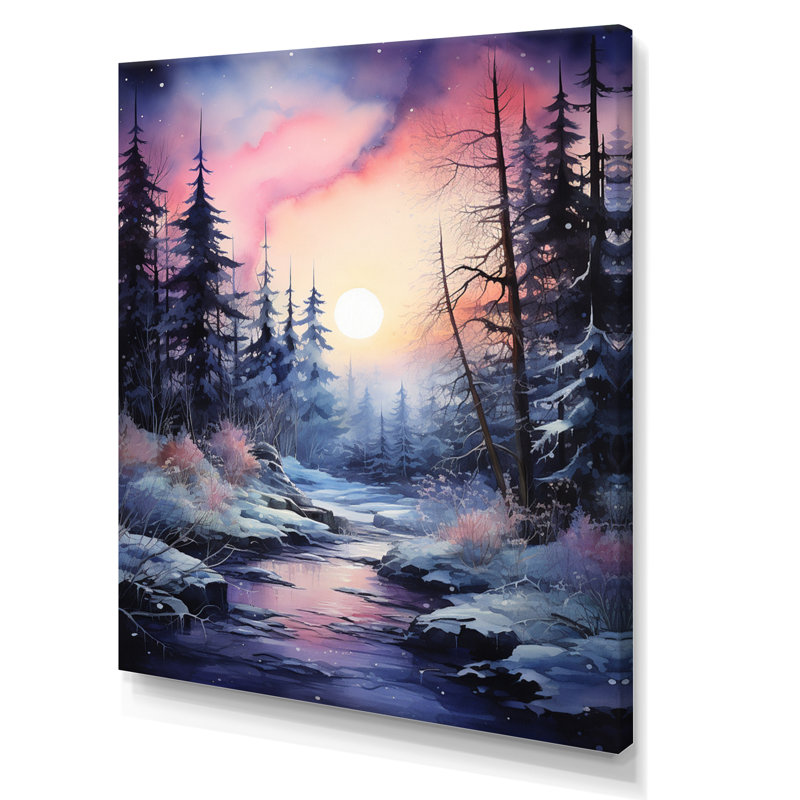 «Pine Tree Winter Twilight I» sur toile, Toile tendue, H 20 po x l 12 po x P 1 po