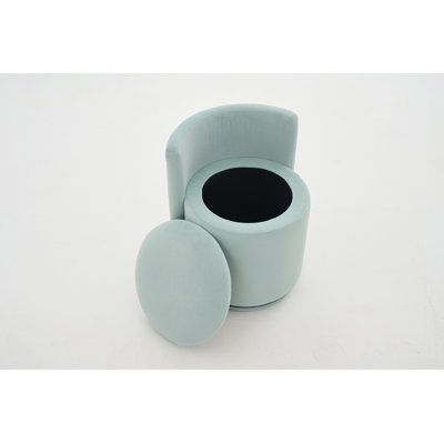 Fauteuil pivotant en tissu, chaise de coiffeuse confortable de forme cylindrique avec dossier incurvé