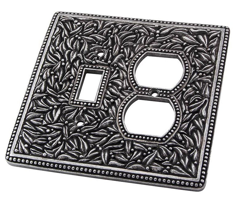 San Michele 2 - Gang Combination, 4.5" H x 4.5" W x 0.313" D, Antique Silver