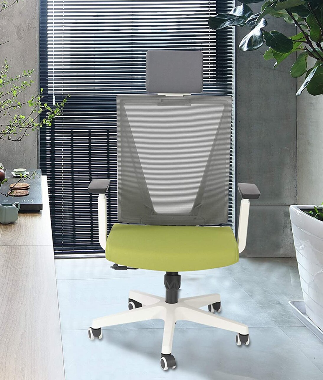 NEO CHAIR Office High Back Mesh Headrest Adjustable Height and Ergonomic  Design Home Office Computer Desk Executive Lumbar Support Padded Flip-up