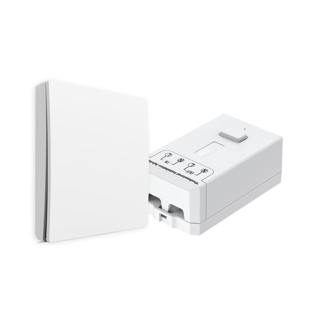 ENER-J 1 Gang Wireless Kinetic Switch Kit White No Battery with 500W RF WiFi Receiver Module