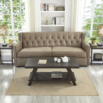Contemporary 3-Piece Wood Shelf Coffee Table Set In Weathered Espresso by Red Barrel Studio