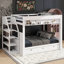 Lit superposé convertible double en bois avec escalier de rangement, table d'appoint et 3 tiroirs-225058052