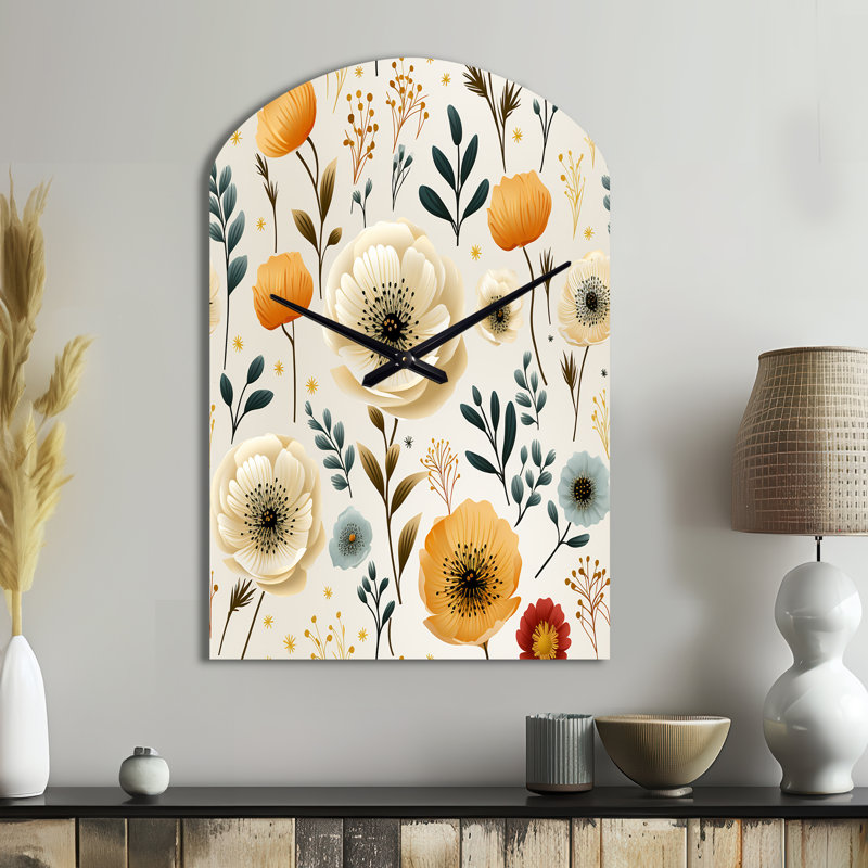 Horloge murale asymétrique blanche et jaune, Grand