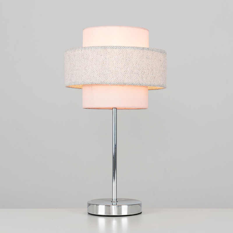 Bogaerts Metal Table Lamp, Dusky Pink/Herringbone, Included