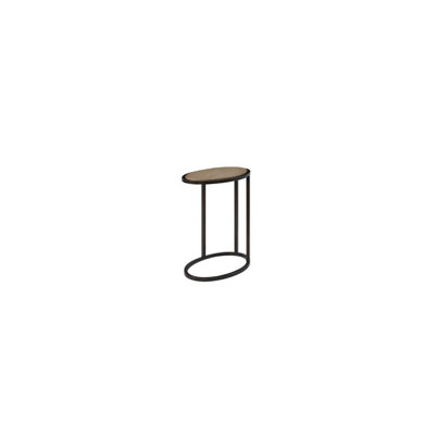 Toffee Metal/Wood Top Chairside Table, Base, Compact And Versatile Adaptation, 13.72 In Depth, 21.77 Width, 23.74 Height Table With Wooden Metal Design For Diverse Uses,