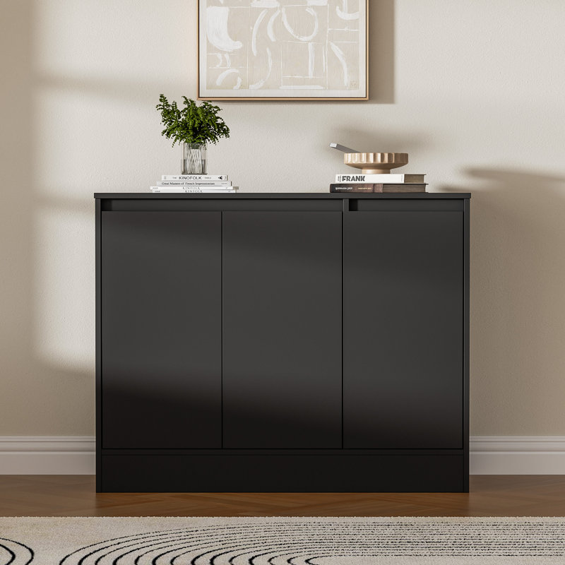 Buffet Cabinet With Storage, Coffee Bar Cabinet With 3 Doors And Adjustable Shelf, Modern Kitchen Buffet Sideboard For Living Room, Kitchen, Black