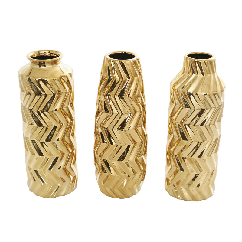 Elvita Ceramic Table Vase, Gold