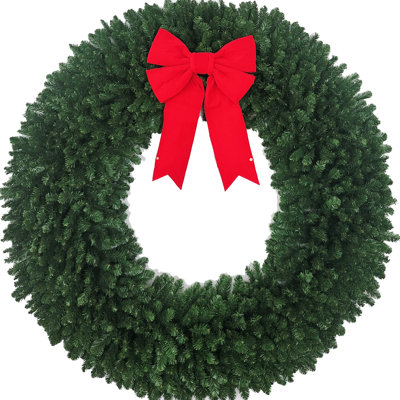 Couronne de Noël 72 po en PVC avec grand nœud rouge