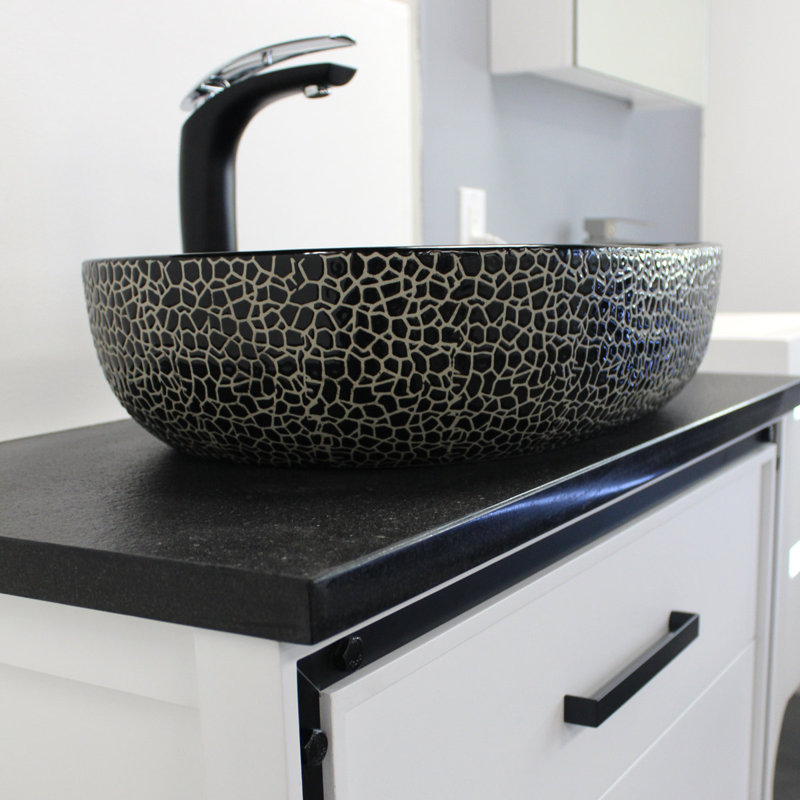 Dowell Ceramic Oval Vessel Sink, Black