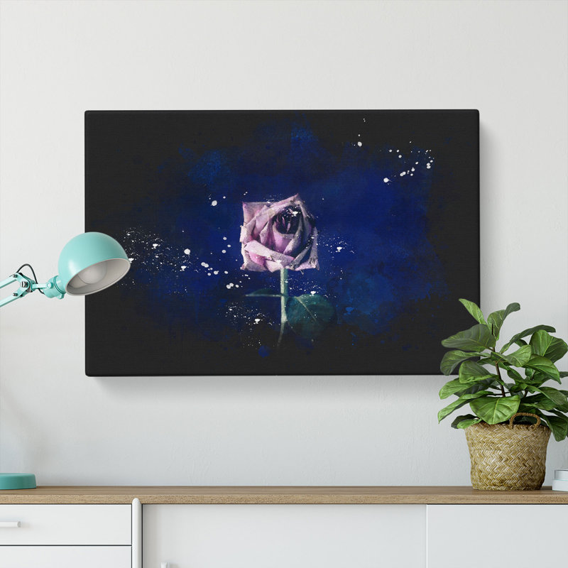 Dying Purple Rose - Wrapped Canvas Painting, 40cm H x 60cm W x 3cm D