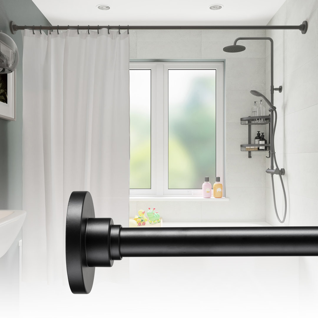 90.55cm Straight Shower Curtain Pole & Hook Set