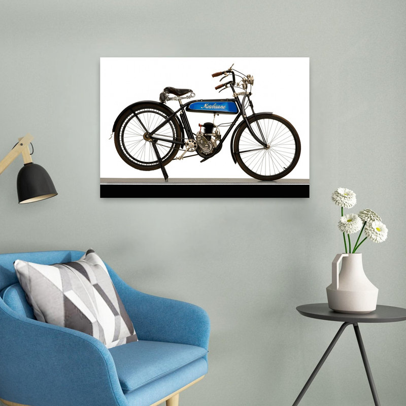 1930, Motobecane, 100 CC, B.M.A, Type MB3, paysage abstrait classique, art mural, H 16 po x l 24 po