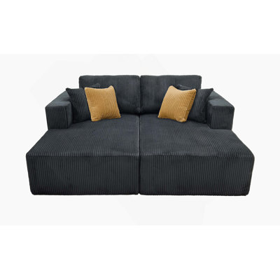 Causeuse double rembourrée en velours côtelé pleine compression sans assemblage requis pour un confort et un style instantanés.