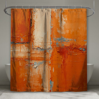 Textured Orange Abstract Shower Curtains Extra Long