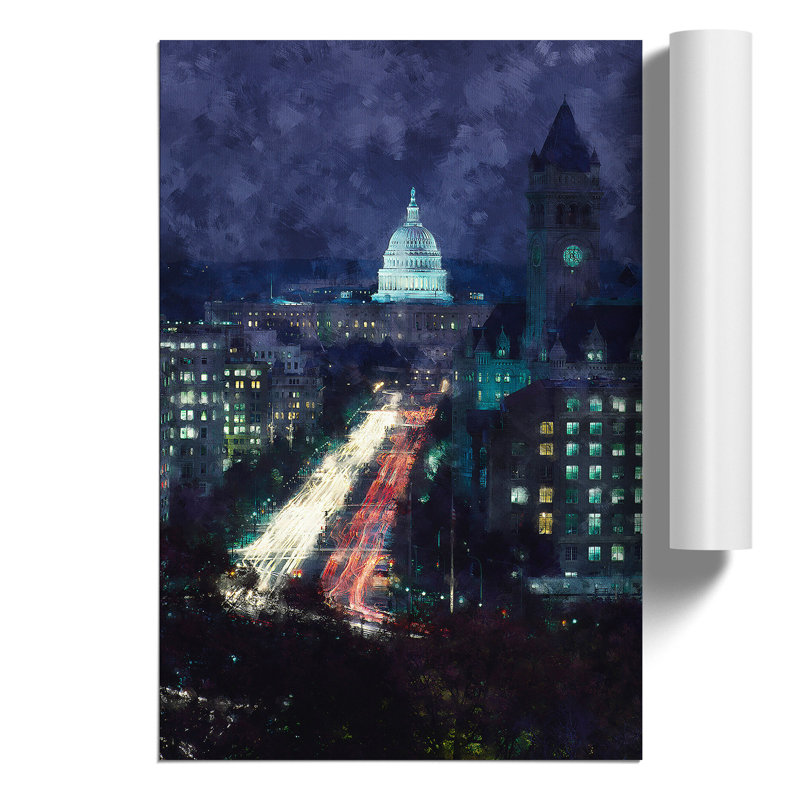 Pennsylvania Avenue in Washington Painting - Frameless Print, 30cm H x 21cm W x 0.1cm D
