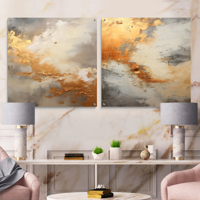 Minimalisme beige et or, ensemble de 2 verres muraux en acrylique