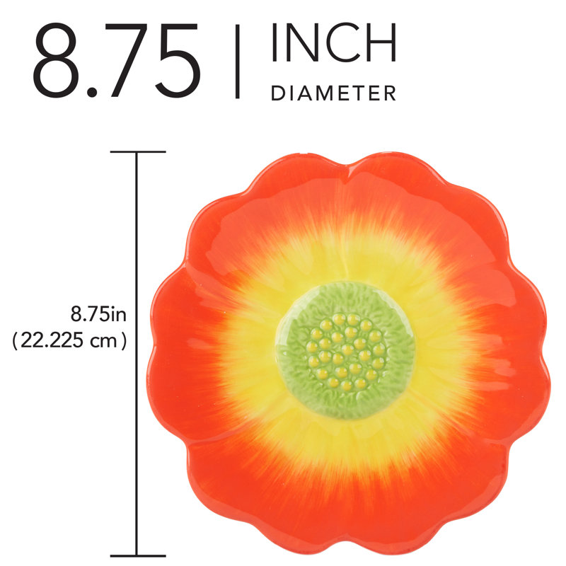 Poppy 3-D Flower Dessert Plates