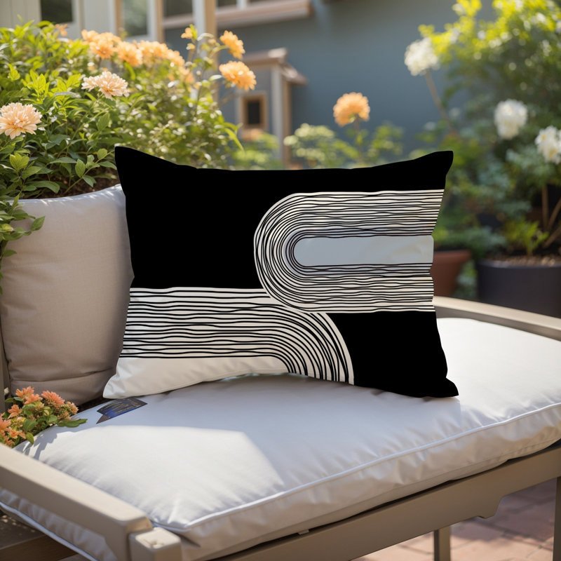Cassie Abstract Outdoor Reversible Throw Pillow, Gray, 14"H x 20"W