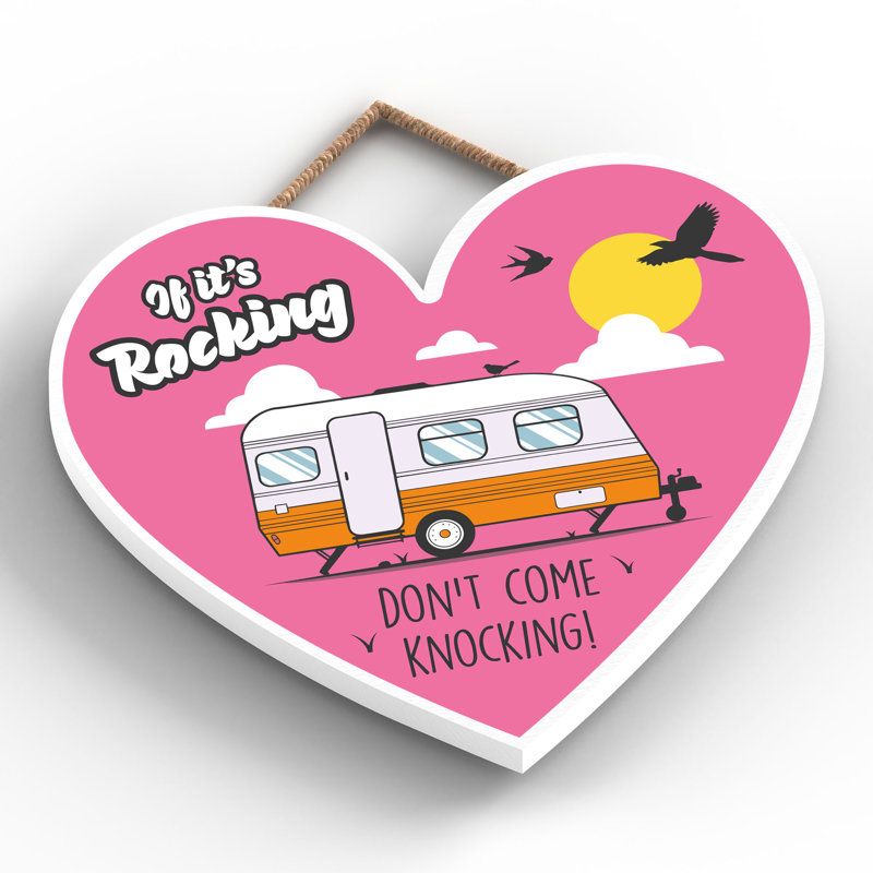 Caravan Come Knocking Orange - Novelty Print on MDF, 16cm H x 17cm W x 0.9cm D