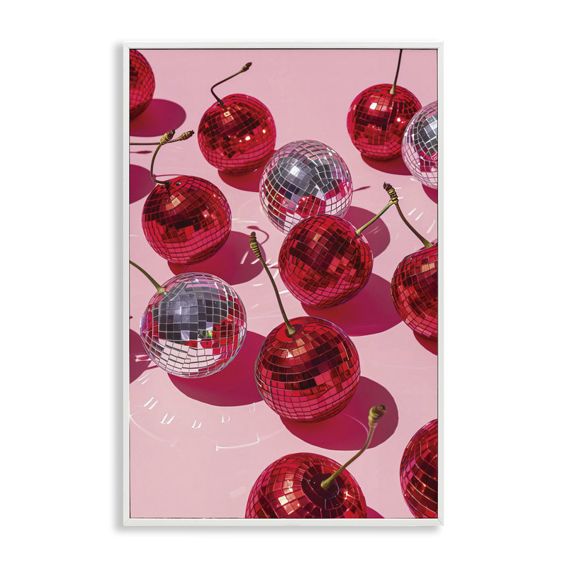 Giclée encadrée cerise, design par LSR Design Studio, H 30 po x l 20 po, Estampe numérique encadrée blanc bord de mer