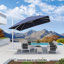 Parasol en porte-à-faux inclinable 10 'carré gauche-droite avec base et rotation à 360 degrés-1549115749