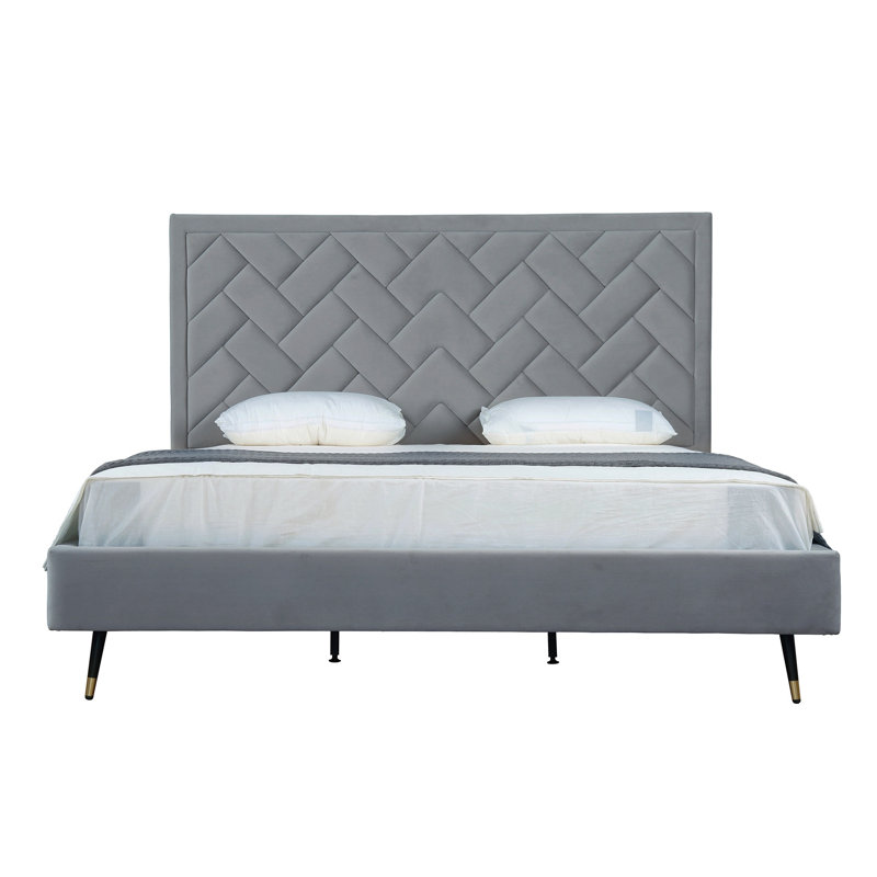 Toshiye Upholstered Platform Bed, King, Gray