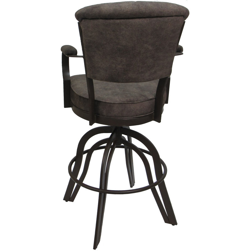 Raddie Swivel Metal Bar Stool 30" Seat, Brown, Dark Gray
